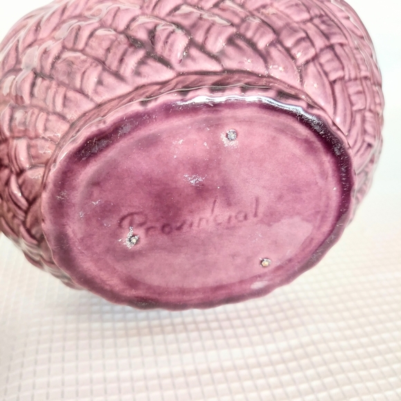 Vintage Provincial Stoneware Basket Purple Weave Pattern Spring Floral Candy - Picture 5 of 9